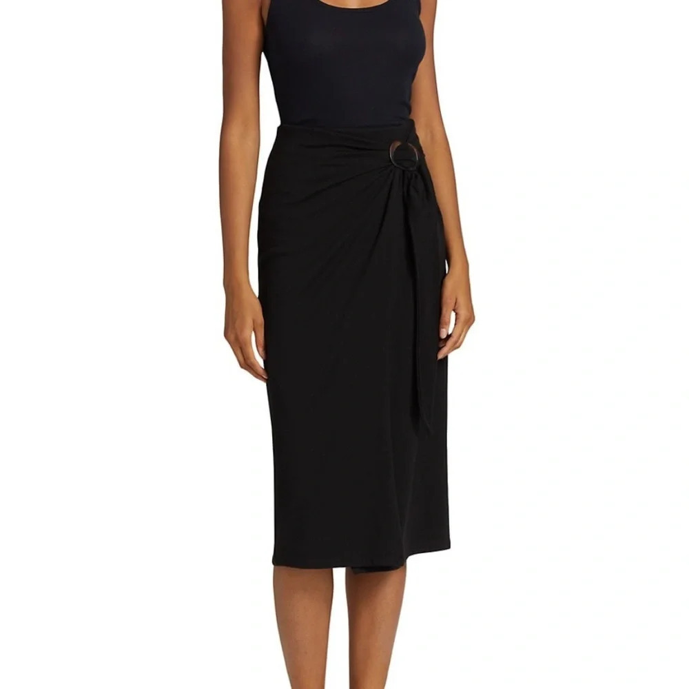 Vince Black Midi Wrap Skirt